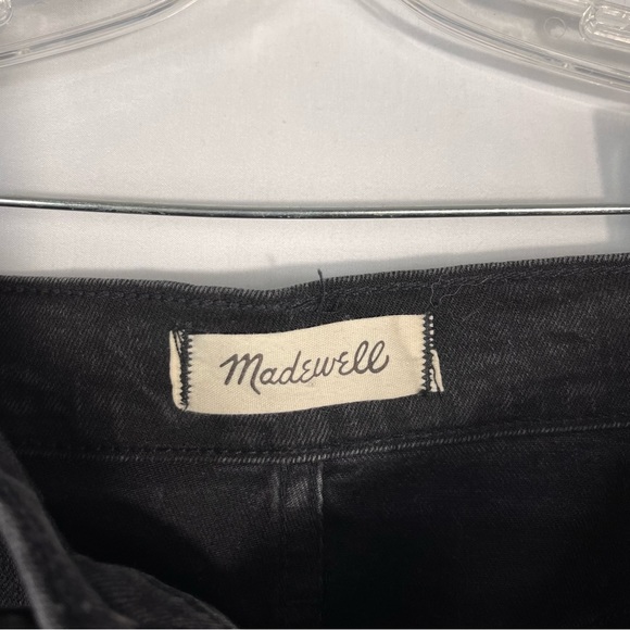 Madewell Black Rigid Denim A-Line Let-Down Raw Hem Mini Skirt in Colfax Wash 31 - Picture 4 of 6